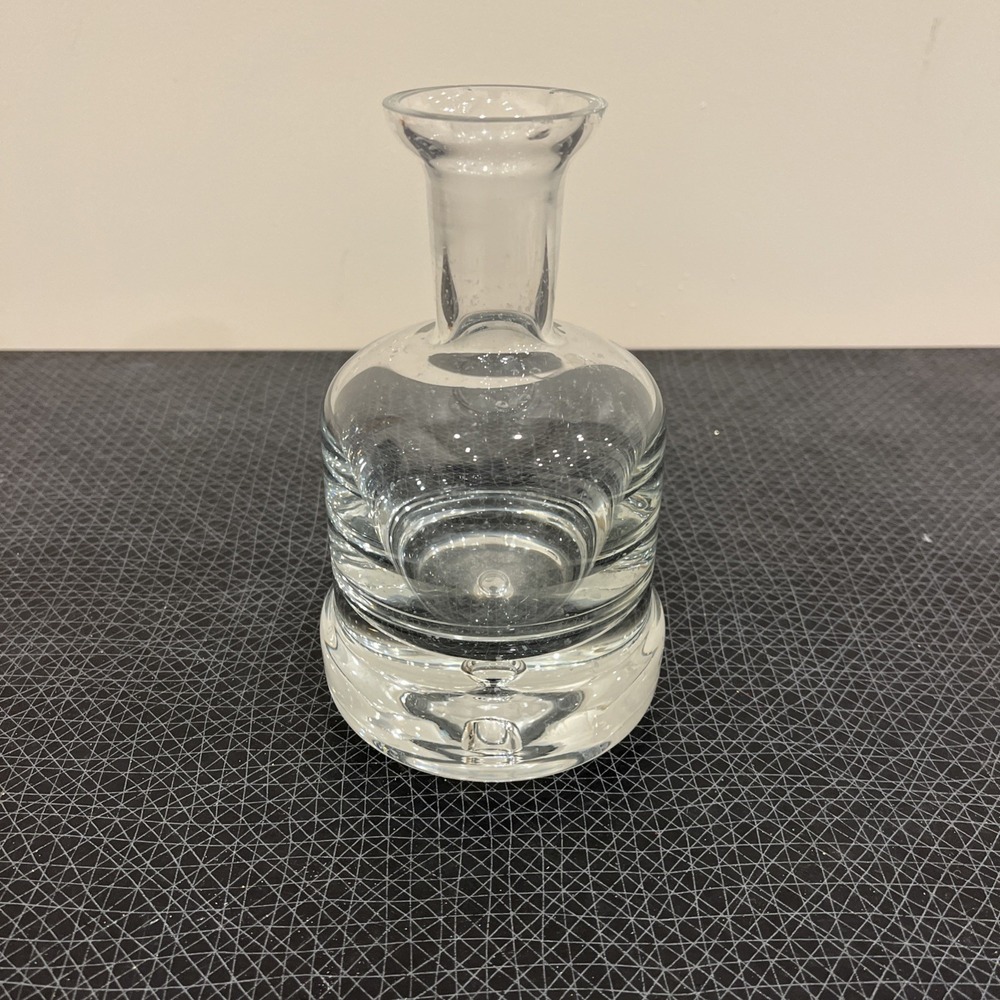 KROSNO HEAVY HAND BLOWN GLASS DECANTER With Bubble On Base 7" Tall, No Stopper - Picture 1 of 9